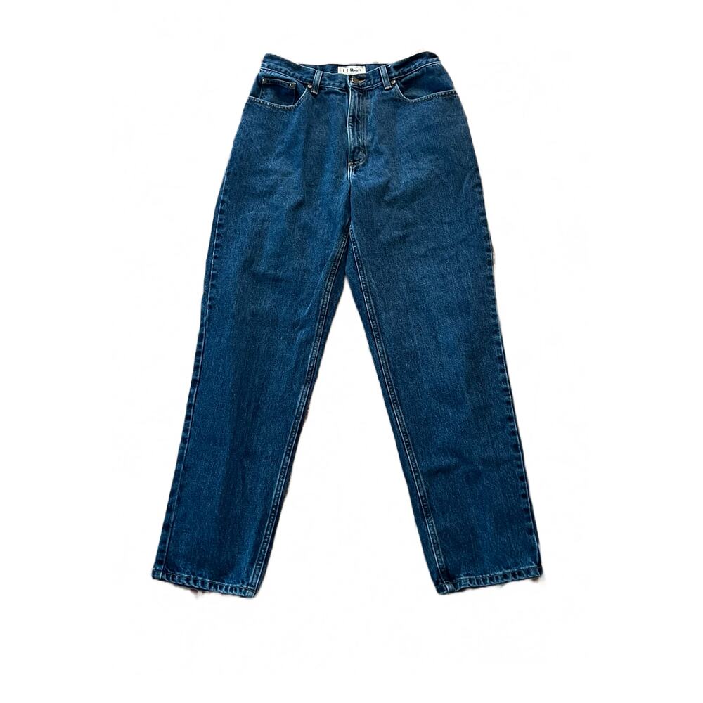 LL Bean Relaxed Fit Denim Jeans Dark Wash Women’s Size 12 Tall High Rise